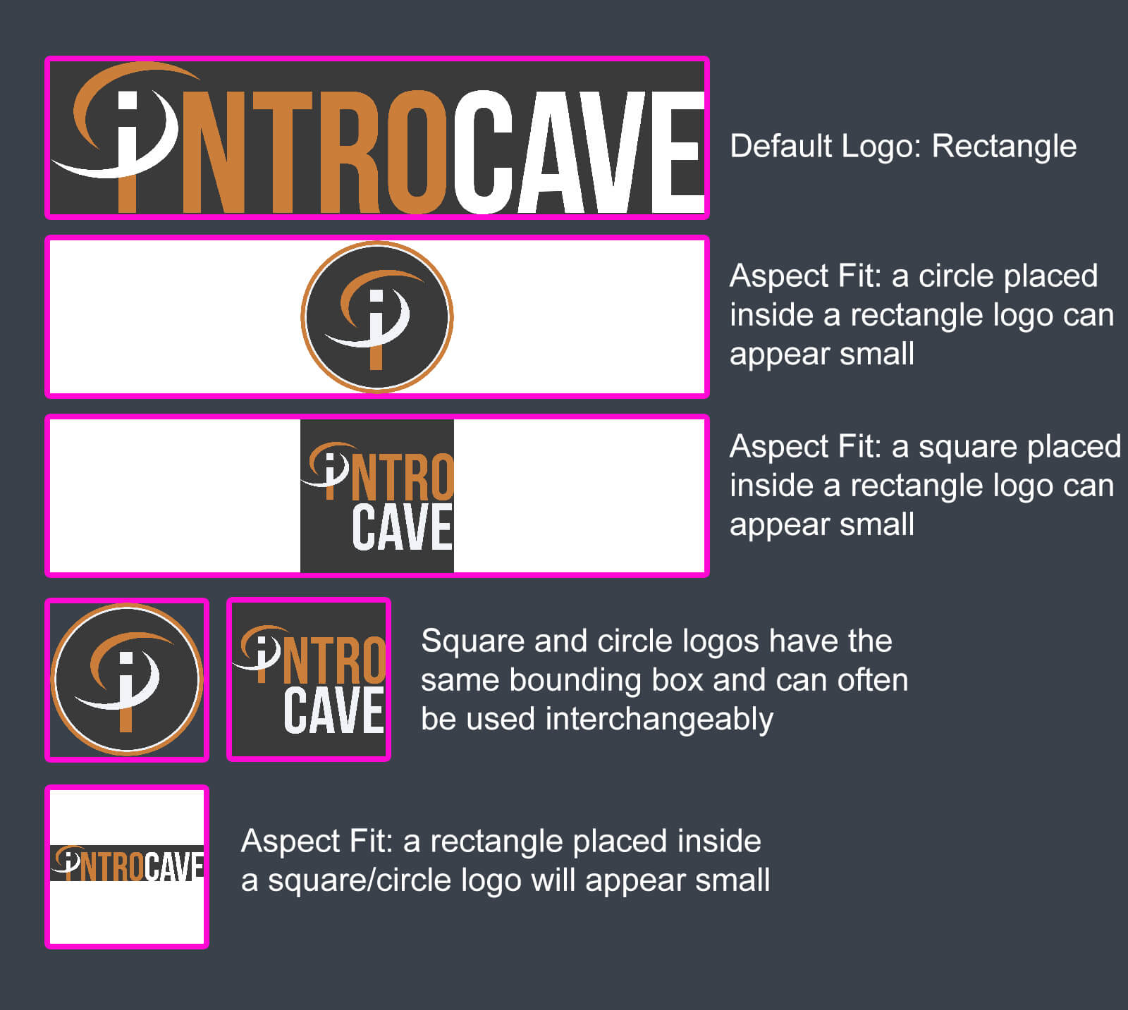 A visual explanation of aspect ratios at work when replacing logo images.