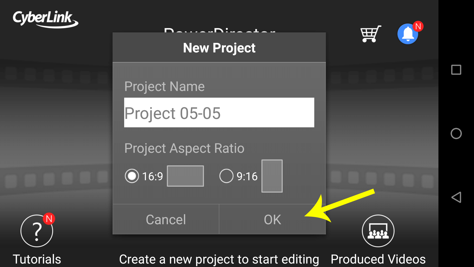Set up your video project on Android with PowerDirector.