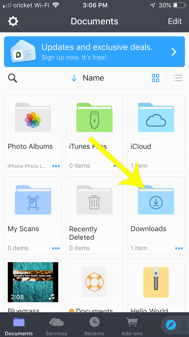 Click on the Downloads folder, which is where your intro video downloaded in the previous steps.