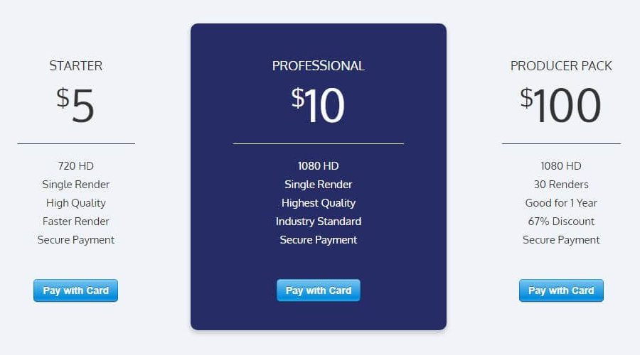 A screenshot of the new pricing page.